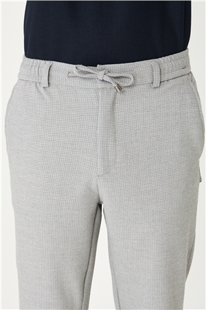 Gri Bağcıklı Smart Casual Pantolon