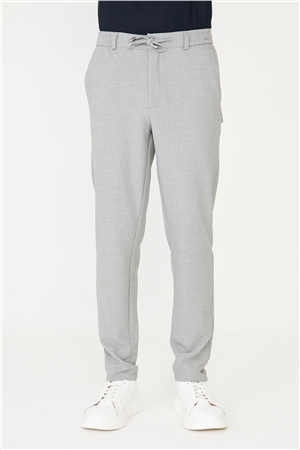 Gri Bağcıklı Smart Casual Pantolon