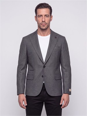 White StoneGri Slim Fit Sivri Yaka 6 Drop Erkek Günlük Ceket