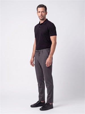 Gri Yandan Cepli Slim Fit Jogger Spor Pantolon