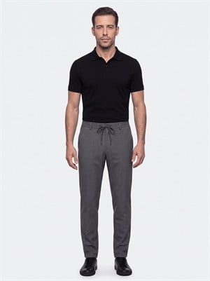 Gri Yandan Cepli Slim Fit Jogger Spor Pantolon