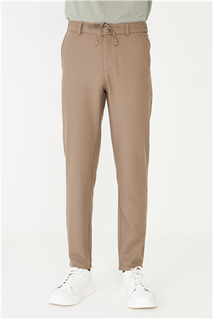 Haki Modern Kesim Bağcıklı Smart Casual Jogger Pantolon