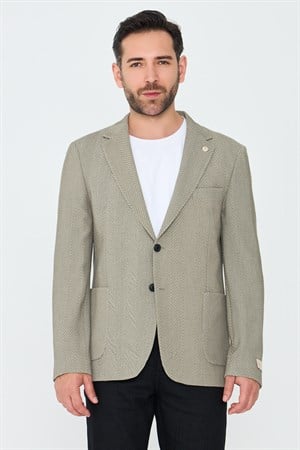 White StoneHaki Mono Yaka Regular Fit Erkek Spor Ceket