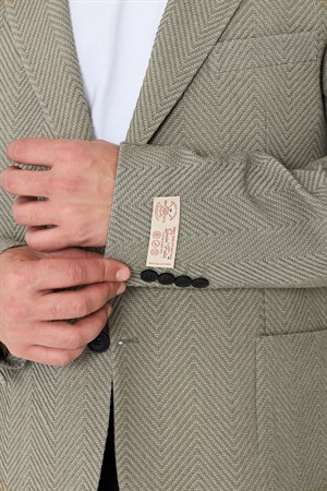 Haki Mono Yaka Regular Fit Erkek Spor Ceket