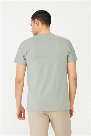 Haki Yeşil Basic Bisiklet Yaka Erkek T-Shirt