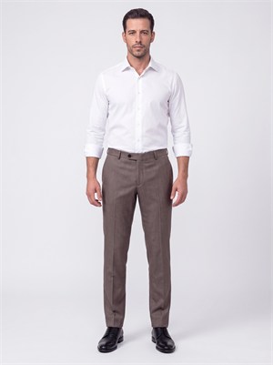 Kahverengi Comfort Fit Erkek Klasik Pantolon