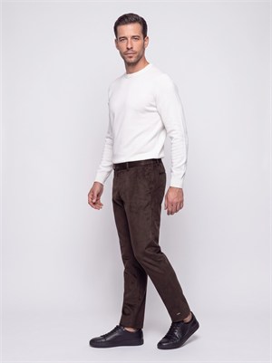 Kahverengi Regular Fit Kadife Jogger Spor Pantolon