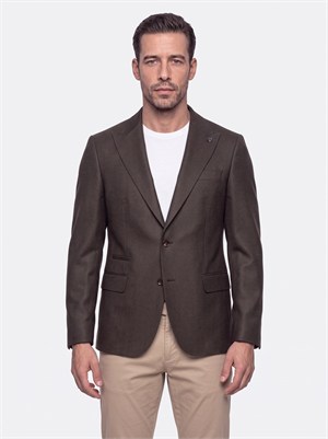 White StoneKahverengi Slim Fit Sivri Yaka 6 Drop Erkek Günlük Ceket