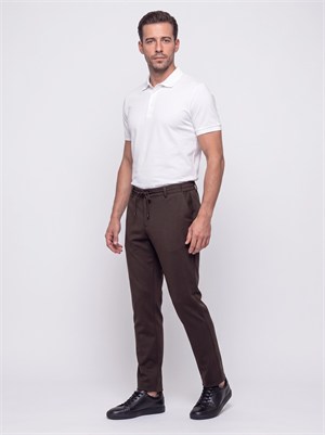 Kahverengi Yandan Cepli Slim Fit Jogger Spor Pantolon