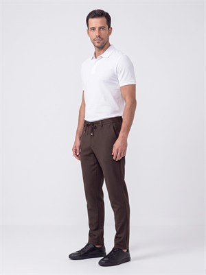 Kahverengi Yandan Lastikli Regular Fit Erkek Jogger Pantolon