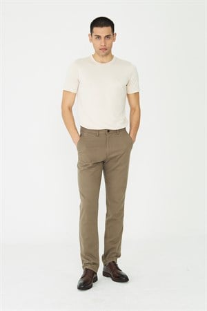 Koyu Bej Modern Kesim Chino Erkek Spor Pantolon