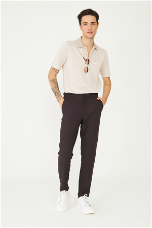 Kahverengi Modern Kesim Şık Form Smart Casual Pantolon