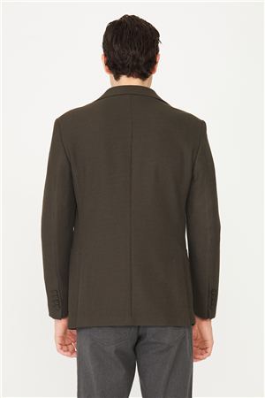 Haki Kadife İçi Desenli Zamansız Kullanım Ceket