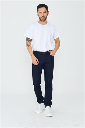 Lacivert Dynamic Fit Mikro Desenli Yazlık Kot Pantolon