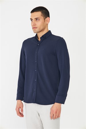 Lacivert Erkek Gömlek Uzun Kollu Şık Gömlek