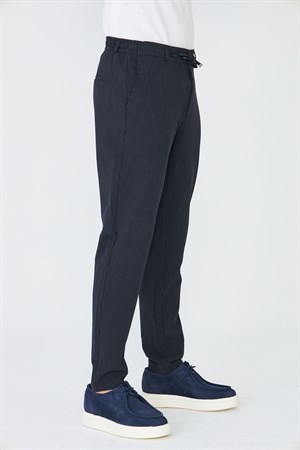 Lacivert İnce Çizgili Jogger Spor Erkek Pantolon