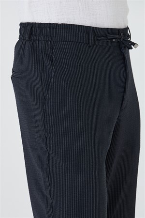 Lacivert İnce Çizgili Jogger Spor Erkek Pantolon