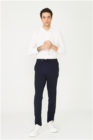 Lacivert Bağcıklı Mikro Dokulu Jogger Pantolon