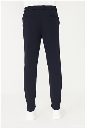 Lacivert Bağcıklı Mikro Dokulu Jogger Pantolon