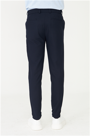 Lacivert Modern Kesim Bağcıklı Smart Casual Jogger Pantolon