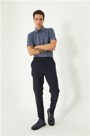 Lacivert Klasik Kesim Kumaş Pantolon Slim Fit