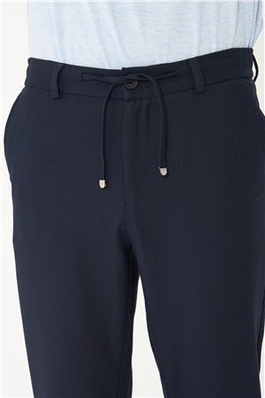 Lacivert Modern Kesim Bağcıklı Smart Casual Jogger Pantolon