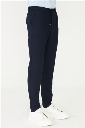 Lacivert Modern Kesim Bağcıklı Smart Casual Jogger Pantolon