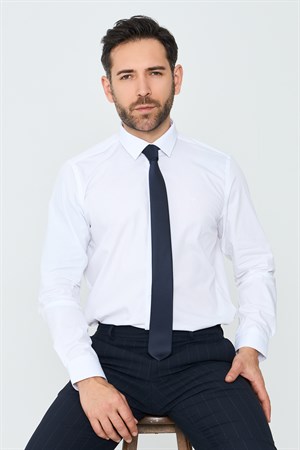Lacivert Kuş Gözü Desenli Dar Kravat