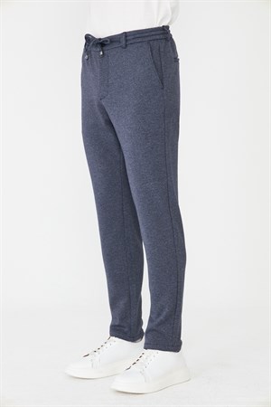 Lacivert Modern Kesim Bağcıklı Jogger Pantolon