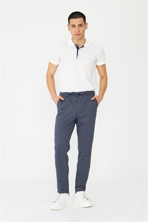Lacivert Modern Kesim Bağcıklı Jogger Pantolon