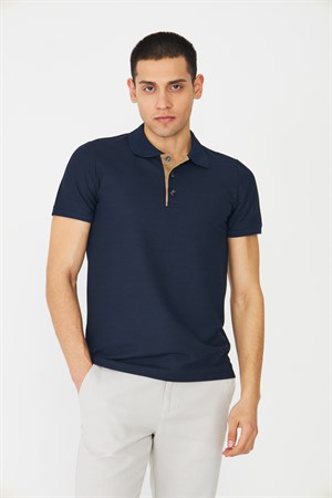 Lacivert Modern Kesim Polo Yaka Erkek T-Shirt