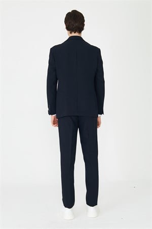Lacivert Modern Slim Fit Düz Kumaş Klasik Kesim Takım Elbise