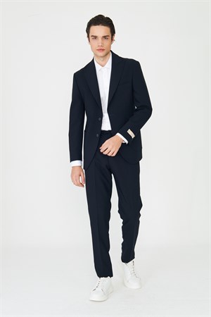 Lacivert Modern Slim Fit Düz Kumaş Klasik Kesim Takım Elbise