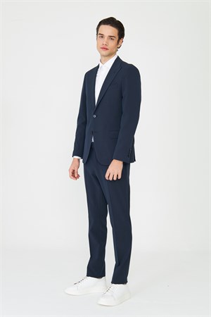 Lacivert Modern Slim Fit İnce Dokulu Kumaş Klasik Kesim Takım Elbise