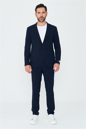 Lacivert Mono Yaka 6 Drop Regular Fit Jogger Takım Elbise