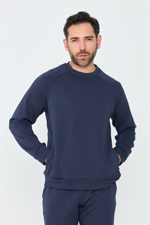 Lacivert Pamuklu Erkek Basic Sweatshirt