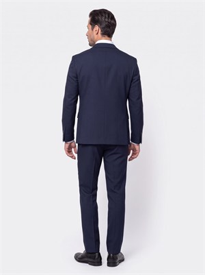 Lacivert Regular Fit 4 Drop Mikro Desenli Mono Yaka Erkek Takım Elbise