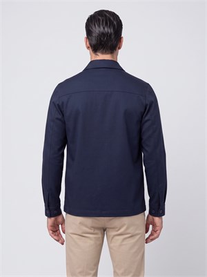 Lacivert Regular Fit Ön Cepli Erkek Gömlek Mont