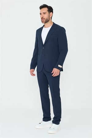 Lacivert Sivri Yaka 6 Drop Regular Fit Erkek Günlük Takım Elbise
