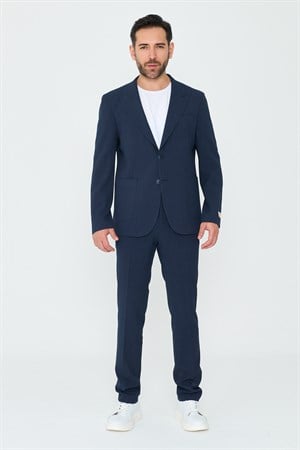 Lacivert Sivri Yaka 6 Drop Regular Fit Erkek Günlük Takım Elbise