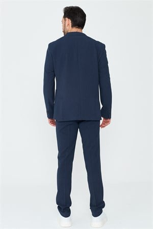 Lacivert Sivri Yaka 6 Drop Regular Fit Erkek Günlük Takım Elbise