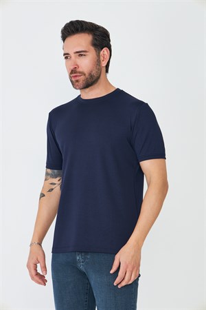 Lacivert Yuvarlak Yaka Basic Tişört