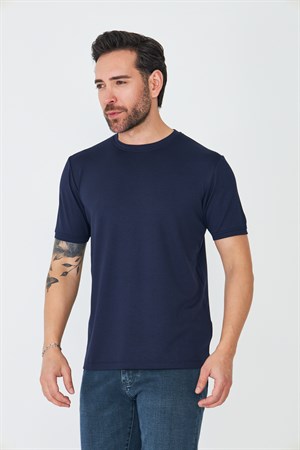 Lacivert Yuvarlak Yaka Basic Tişört
