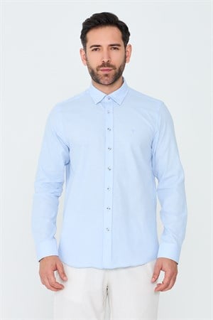 Mavi %100 Pamuk Regular Fit Erkek Uzun Kollu Gömlek