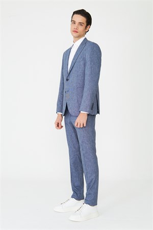 Mavi Dokulu Yazlık Modern Slim Fit Takım Elbise