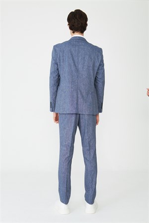 Mavi Dokulu Yazlık Modern Slim Fit Takım Elbise