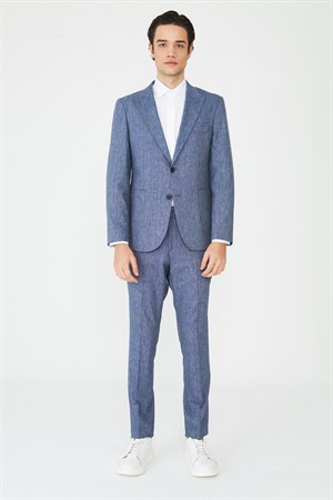 Mavi Dokulu Yazlık Modern Slim Fit Takım Elbise