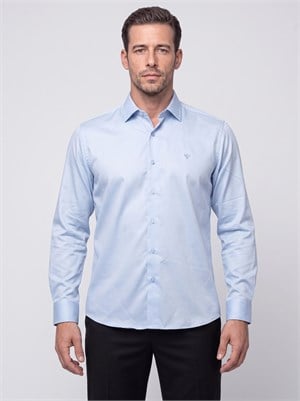 Mavi Non-Iron Pamuklu Dynamic Fit Erkek Uzun Kollu Gömlek
