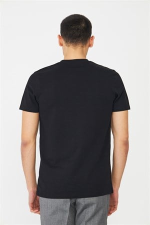 Siyah Basic Bisiklet Yaka Erkek T-Shirt