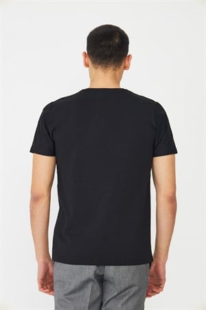 Siyah Basic Bisiklet Yaka Erkek T-Shirt